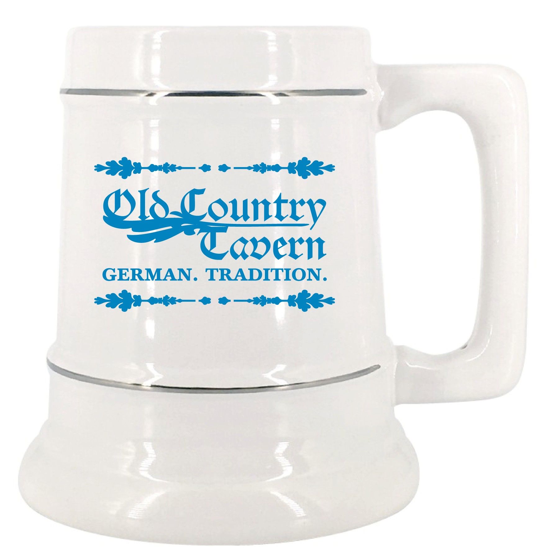 The Ceramic Stein Mug 28oz White With Platinum Bands